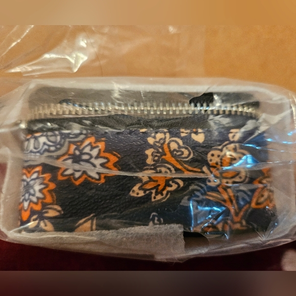 Coach Forest Flower Print Travel Jewelry Case Coated Canvas Zip Around Blue NWT - Picture 6 of 13